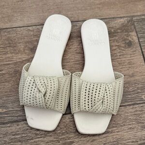 Vince Camuto Cream Knit Slide Mules